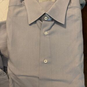 Ermenegildo Zegna New Dress Shirt Size L 16.5 42 gray white